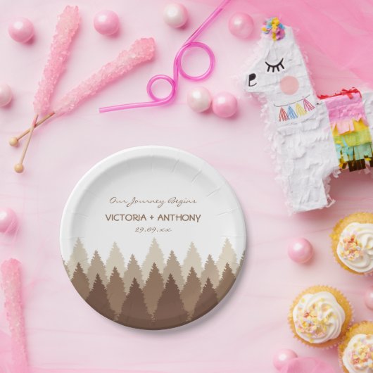 Bruin Forest Range Woodland bruiloft Papieren Bordje (Feest)