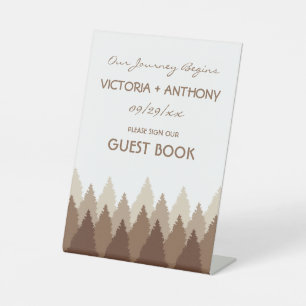 Bruin Forest Range Woodland bruiloft Reclamebord Met Voetstuk
