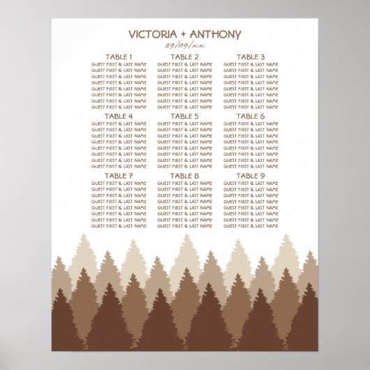 Bruin Forest Range Woodland bruiloft zitgrafiek Poster (Voorkant)