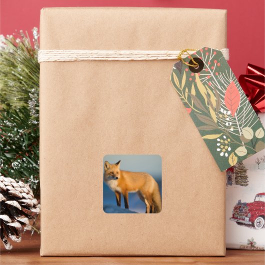 Bruin Fox Vierkante Sticker (Feestdagen)
