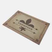 Bruin Foxed Edges Fleur de Lis Deurmat (Schuin)