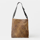 Bruin geboost kunstleder crossbody tas (Achterkant)