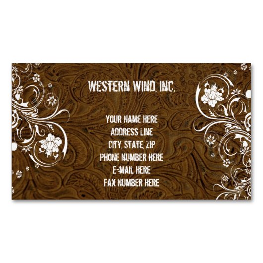 Bruin geboost leder en Lace Land  Magnetisch Visitekaartje (Voorkant)