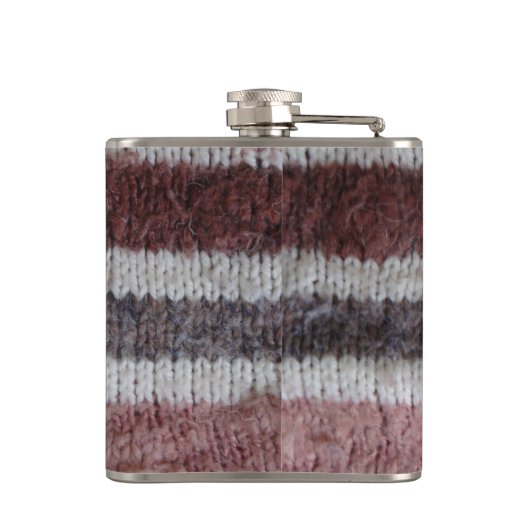 bruin gebreide strepen, stijlvol ontwerp heupfles (Achterkant)