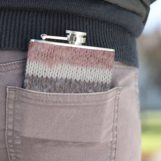 bruin gebreide strepen, stijlvol ontwerp heupfles (Voorbeeld)