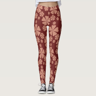 Bruin Gedempt Bloemen Abstract Patroon Leggings