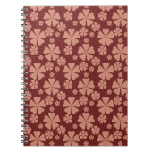 Bruin Gedempt Bloemen Abstract Patroon Notitieboek (Voorkant)