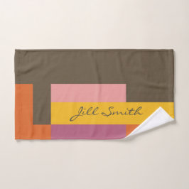 Bruin Geel Blok Modern Handdoeken