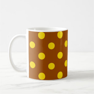 Bruin Geel Polka Dots Design Koffiemok