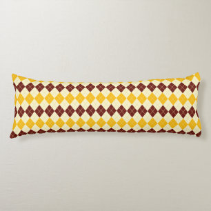 Bruin - Geel Schots Tartan-Patroon Lichaamskussen