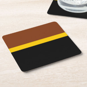 Bruin Geel Zwart Kleur Block Style Design Vierkante Kartonnen Onderzetter