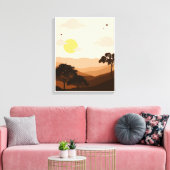 Bruin geïllustreerd Uitzichten canvas Afdruk (Insitu (Woonkamer))