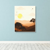 Bruin geïllustreerd Uitzichten canvas Afdruk (Insitu (Houten vloer))