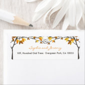 Bruin geknoopt liefde bomen herfst bruiloft adres etiket (Insitu)