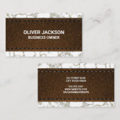 Bruin gelooid leder | Goudmarmer Visitekaartje (Voorkant / Achterkant)