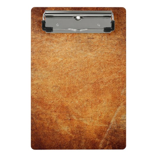 Bruin gelooid leder mini klembord (Voorkant)