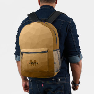 Bruin geometrisch mesh patroon Monogram Bedrukte Rugzak