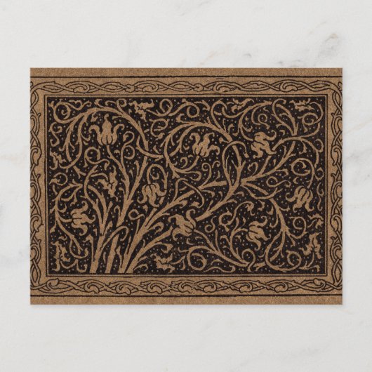 Bruin Gereedschap Lederen Art Nouveau Bloemen Briefkaart (Voorkant)