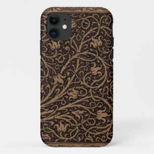 Bruin Gereedschap Lederen Art Nouveau Bloemen iPhone 11 Hoesje
