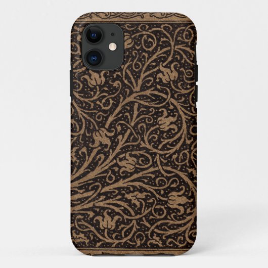 Bruin Gereedschap Lederen Art Nouveau Bloemen Case-Mate iPhone Case (Achterkant)
