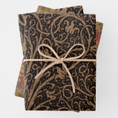 Bruin Gereedschap Lederen Art Nouveau Bloemen Inpakpapier Vel (In situ)