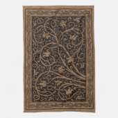 Bruin Gereedschap Lederen Art Nouveau Bloemen Theedoek (Verticaal)