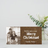 Bruin Gereedschapsleer Foto Kerst Kaart (Staand voorkant)