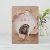 Bruin Geript Papier Hond Mam Moederdag Kaart (Staand voorkant)