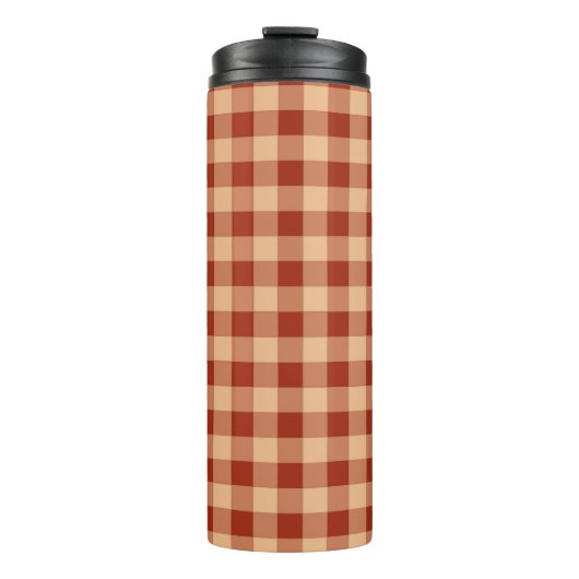 Bruin geruit gingham patroon thermosbeker (Voorkant)