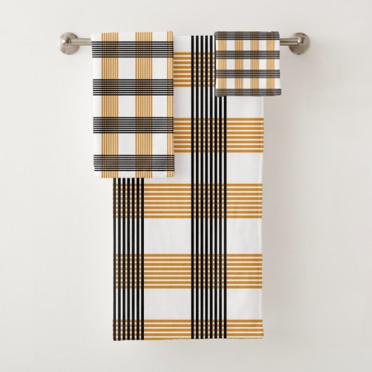 Bruin geruite controlepatroon bad handdoek (Insitu)
