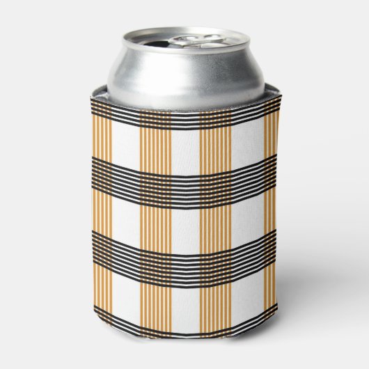 Bruin geruite controlepatroon blikjeskoeler (Blikje Voorkant)