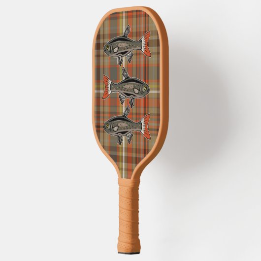 Bruin geruite, Sinaasappel, tinten grijs, gele for Pickleball Paddle (Links)