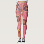 Bruin gestippeld rood Herfst blad Leggings (Voorkant)