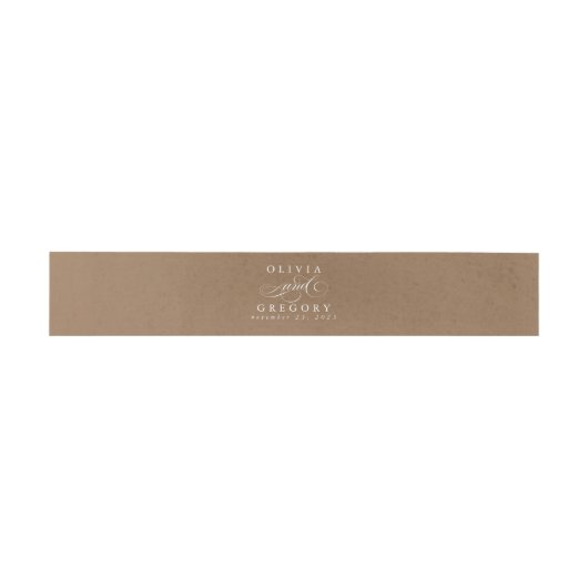 Bruin getextureerd Modern Minimal Wedding Uitnodigingen Wikkel (Vlak)