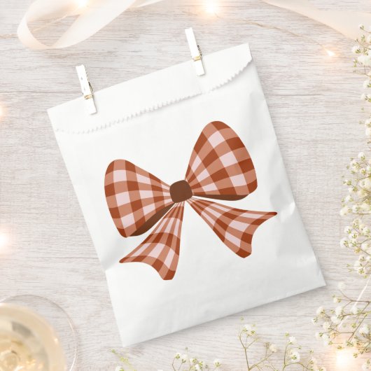 Bruin gingham boog patroon bedankzakje (Geknipt)