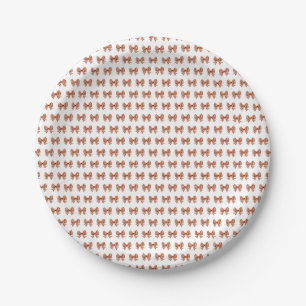 Bruin gingham boog patroon papieren bordje