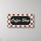 Bruin Gingham Coffee Shop teken Canvas Afdruk (Voorkant)