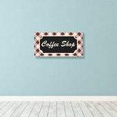 Bruin Gingham Coffee Shop teken Canvas Afdruk (Insitu (Houten vloer))