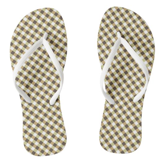 Bruin Gingham Design Teenslippers (Voetbed)