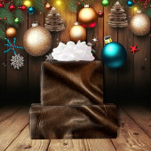 Bruin glanzend kunstleder cadeaupapier