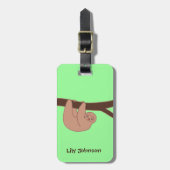 Bruin glimlach met hartsnoer bagagelabel (Voorkant verticaal)