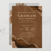 Bruin Gold Agate Fotogradustrie Uitnodiging (Voorkant / Achterkant)