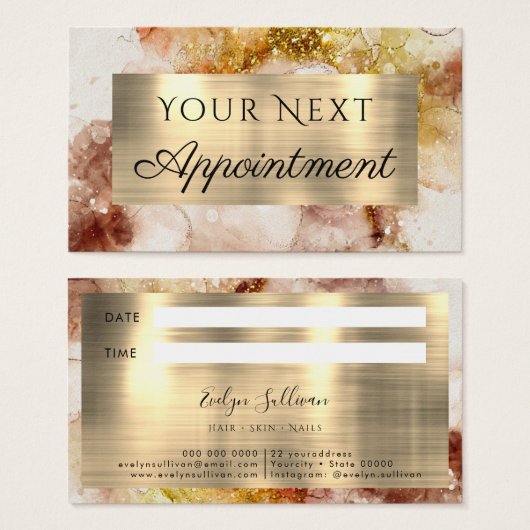 Bruin Gold Glitter-Waterverf Visitekaartje (Voorkant /achterkant)