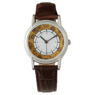 Bruin Gold Steampunk Grunge Pattern Horloge