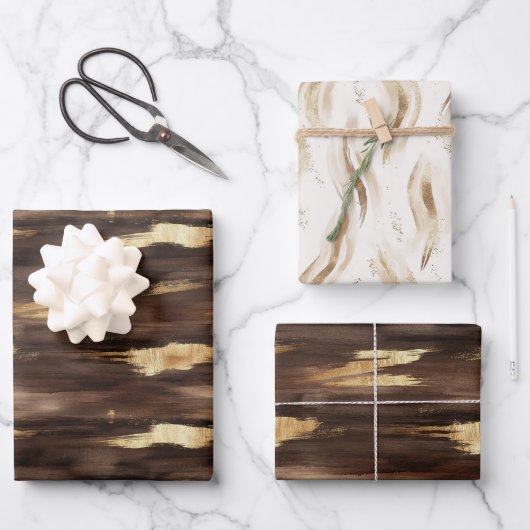 Bruin Goud Abstract Inpakpapier Vel (Voorkant)