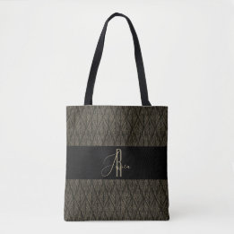 Bruin goud Blad leer patroon & monogram Draagtas