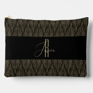 Bruin goud Blad leer patroon & monogram Etui