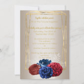 Bruin Goud Boeket Elegant Rood Blauwe Trouw Kaart (Voorkant)