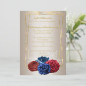 Bruin Goud Boeket Elegant Rood Blauwe Trouw Kaart (Staand voorkant)