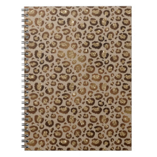 Bruin Goud Glitter Leopard Print Notitieboek